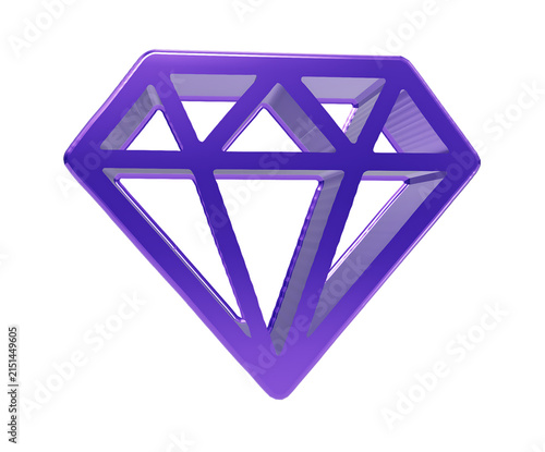 фотографія A3d rendered purple metallic diamond isolated on a white background, representin