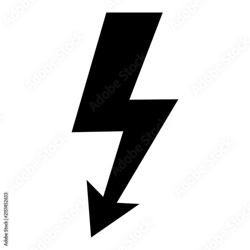 Принти на полотні Downward pointing lightning bolt arrow shape for electric current direction ener
