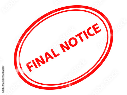 Cuadro en lienzo Red final notice rubber stamp icon, urgent warning message in oval frame, financ