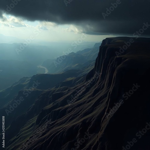 dark clouds over the mountains