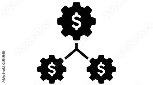 Vector illustration of financial process icon, money management gears on a transparent background