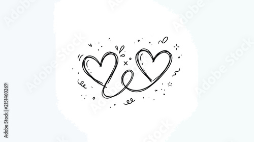 Minimalist Intertwined Hearts Line Art Illustration for Romantic Love and Friendship