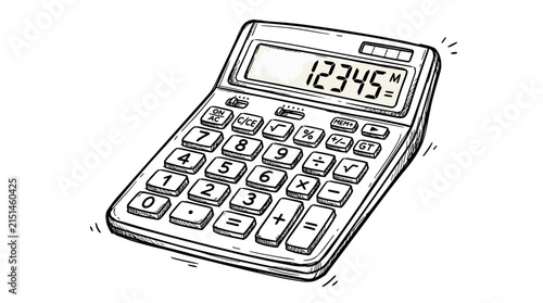 Playful Hand-Drawn Calculator Illustration for Education and Finance Projects