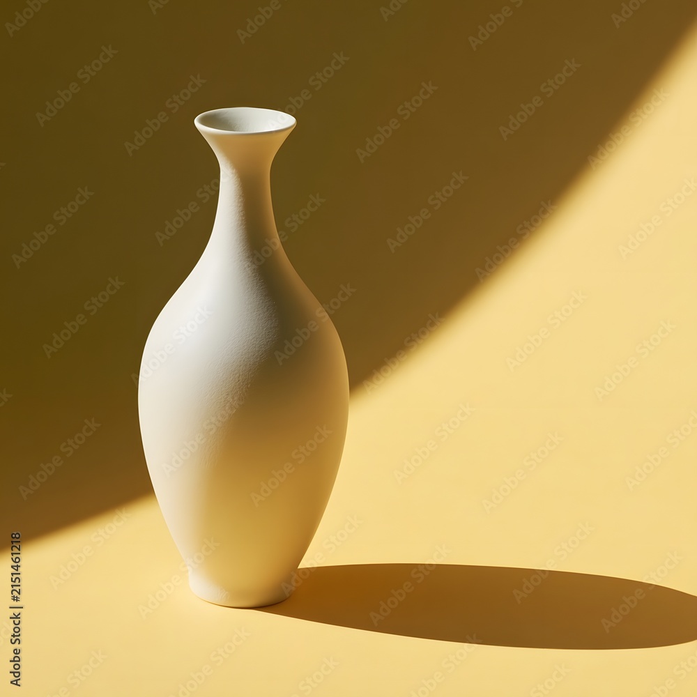 Fototapeta premium White porcelain vase with asymmetric shadow