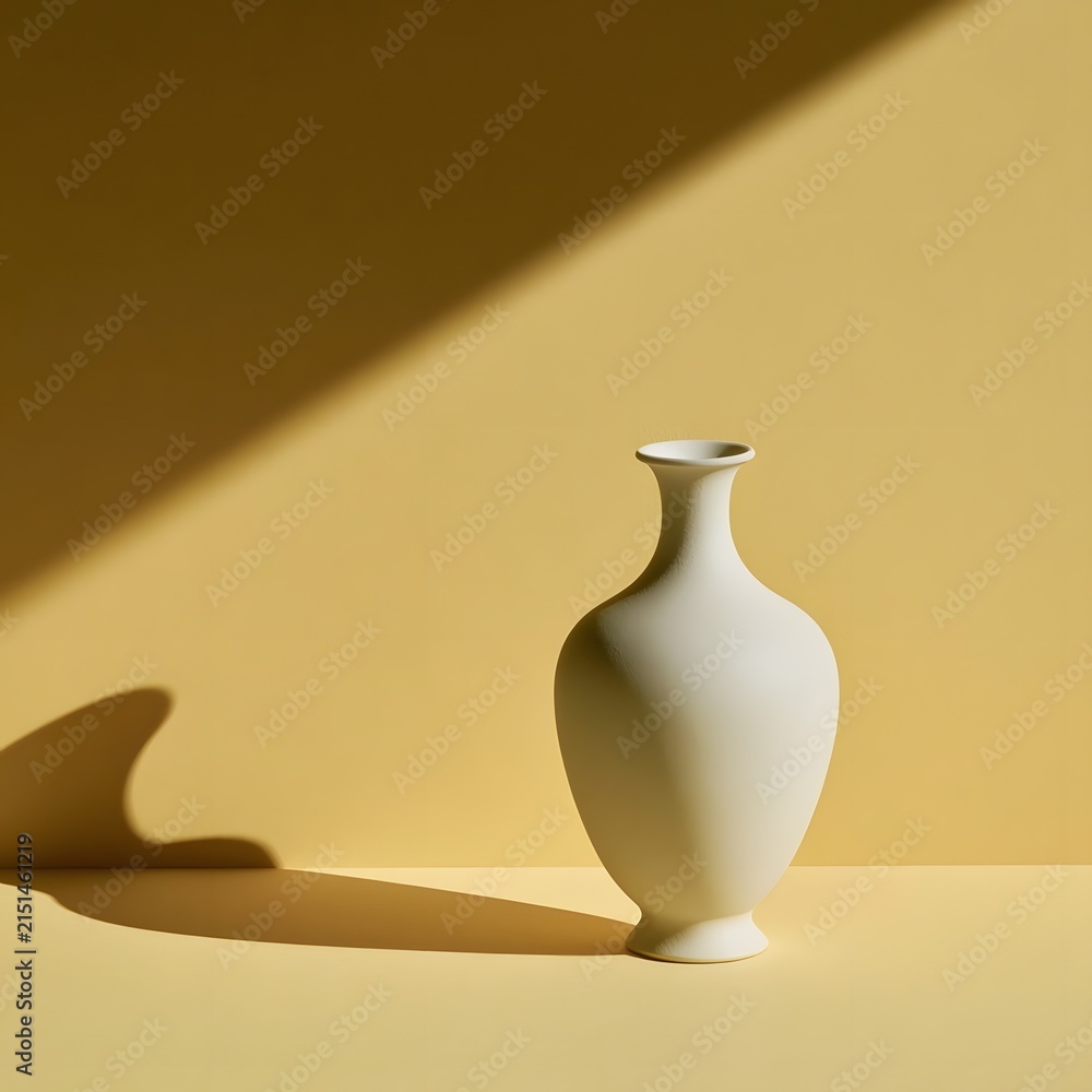 Fototapeta premium White porcelain vase with asymmetric shadow