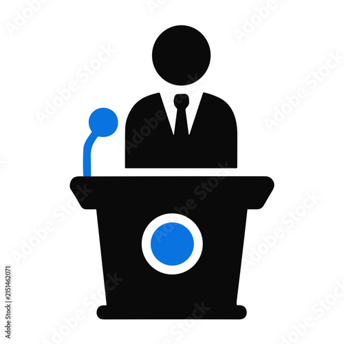 Public Speaker at Podium Icon for Business Presentation and Speech