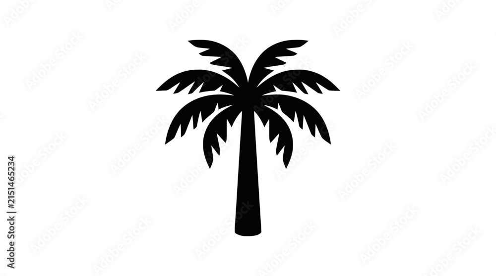 Fototapeta premium Vector illustration of palm tree silhouette icon, tropical plant vector illustration on a transparent background