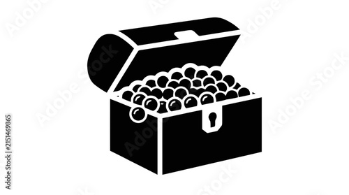 Vector illustration of treasure chest full of coins icon vector illustration on a transparent background