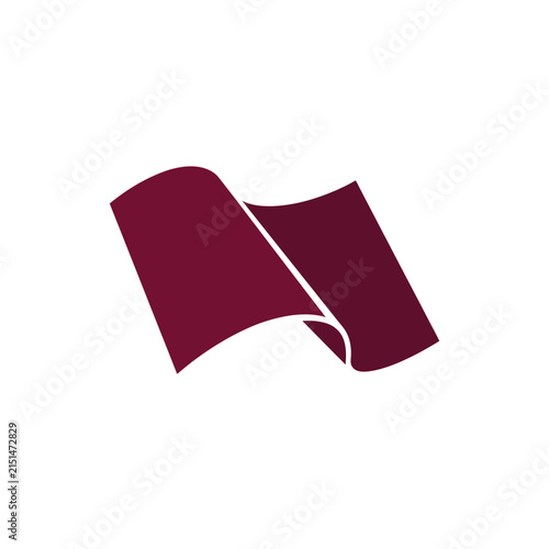 Clean purple waving flag fabric vector icon.