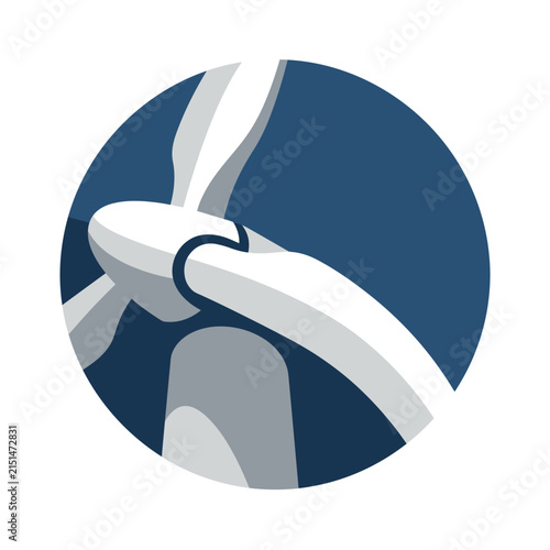 Close up wind turbine blades in circle.