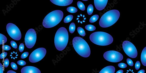 Bild auf Leinwand Vibrant blue glowing oval shapes arranged in mesmerizing swirling spiral pattern