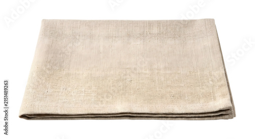Bild auf Leinwand Folded beige linen napkin isolated on transparent background