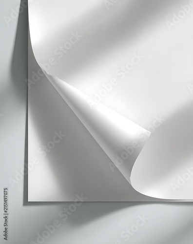 Grey curled paper corner on background