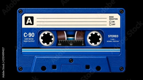 Retro Blue Cassette Tape Spinning Reels Animation – Vintage Music and Nostalgia Loop