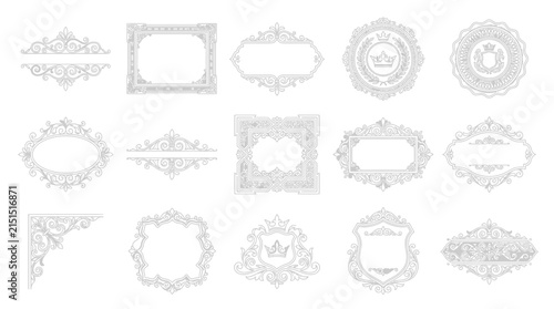 Ornate Decorative Borders and Frames Collection, Isolated Elements