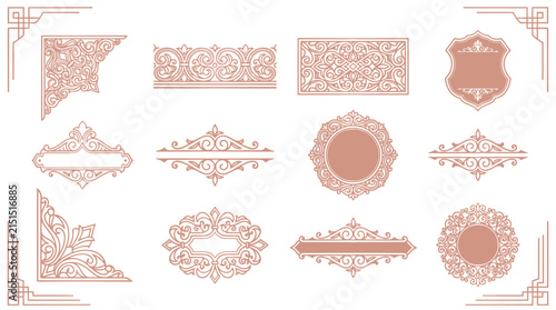 Ornate Decorative Design Elements, Borders and Frames - Isolated