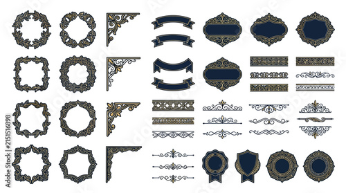 Ornate Decorative Elements Vector Pack: Frames, Corners, Ribbons