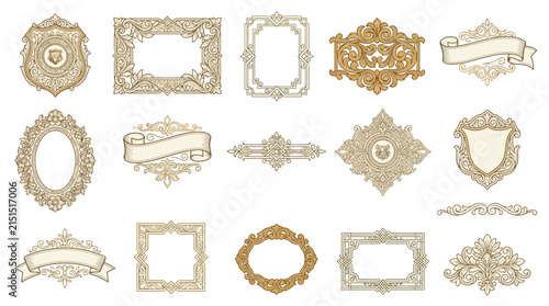 Ornate Vintage Frames and Emblems - Isolated Design Elements