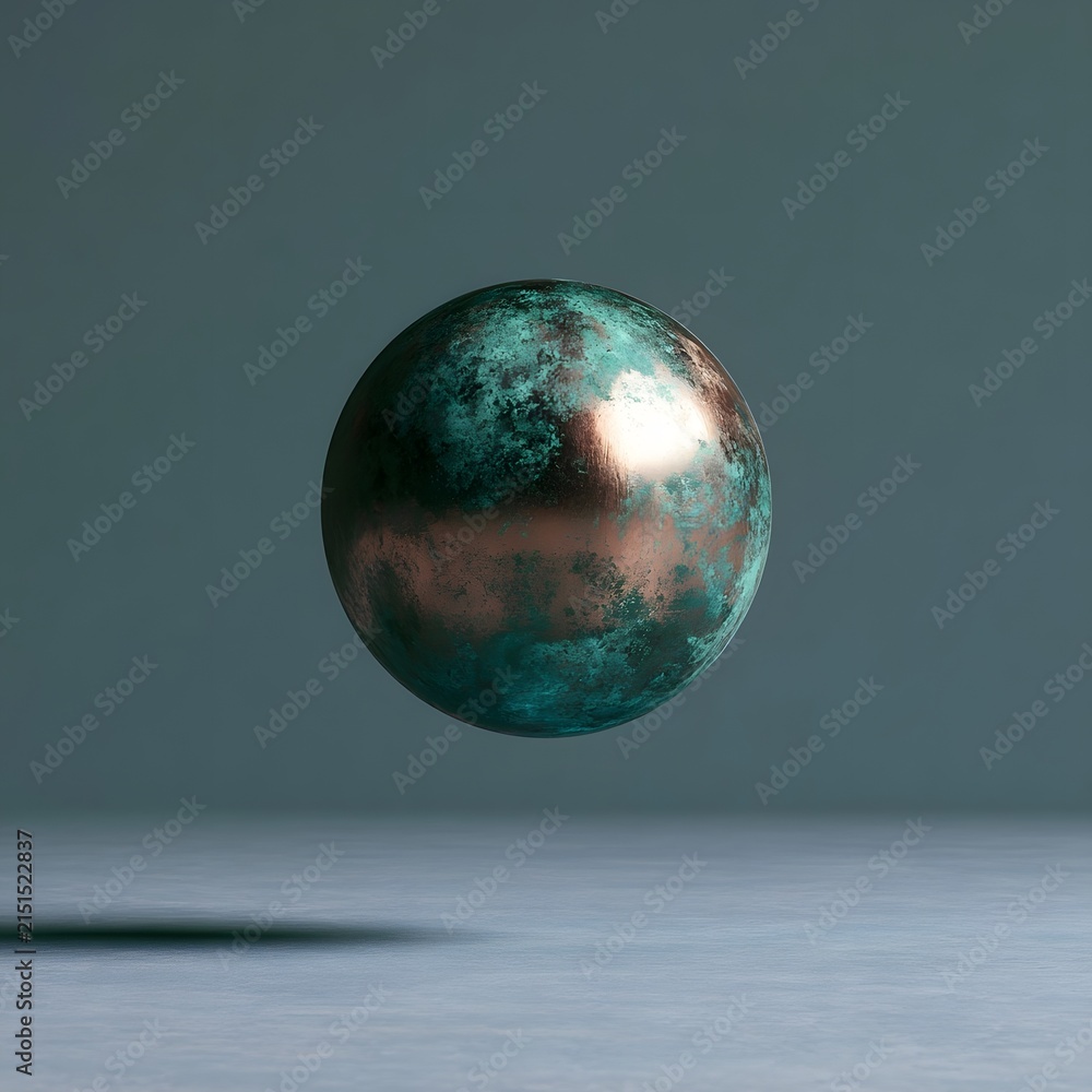 Fototapeta premium Dark Oxidized Copper Sphere with Teal and Copper Banding