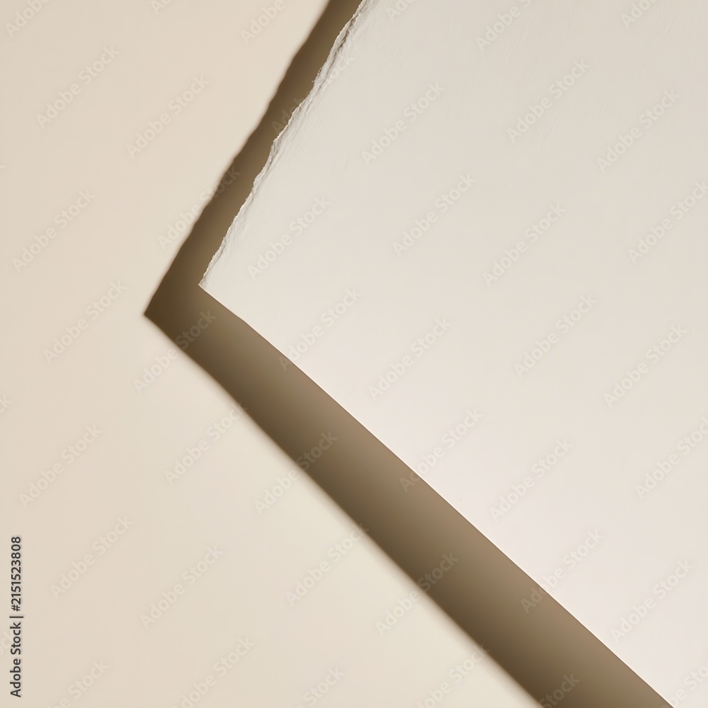 Naklejka premium Standing Folded Cotton Paper Sheet with Deckled Fiber Edge Detail