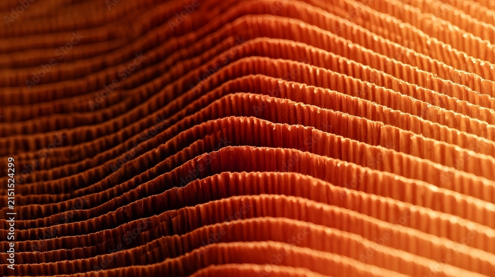 Naklejka premium Macro Corrugated Cardboard Layers Warm Ochre Terracotta Abstract