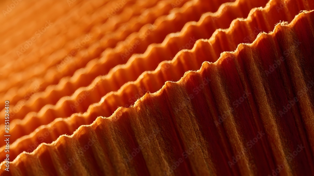Naklejka premium Close-up Corrugated Cardboard Fluted Edge Warm Orange Texture