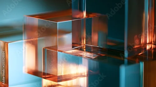 Fototapeta samoprzylepna Layered translucent frosted glass shapes