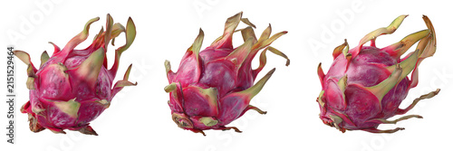 Set of Fresh dragon fruits displayed on transparent png background. Ai generated