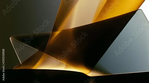 Fototapeta samoprzylepna Abstract folded translucent acrylic material with amber and slate palette
