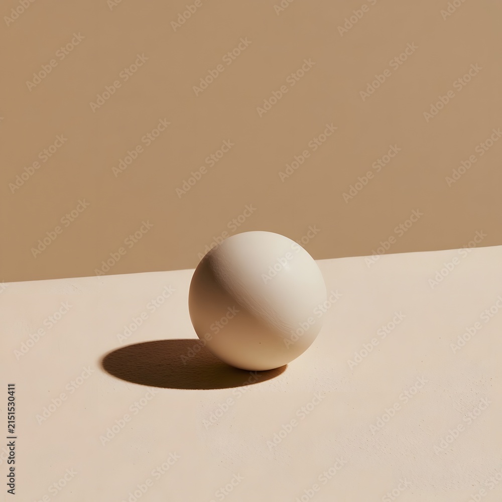 Fototapeta premium Minimalist smooth ceramic sphere on a seamless sand backdrop