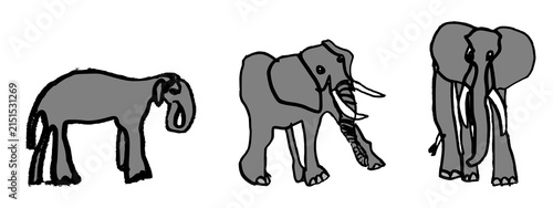 Photography Hand-drawn elephants in various poses