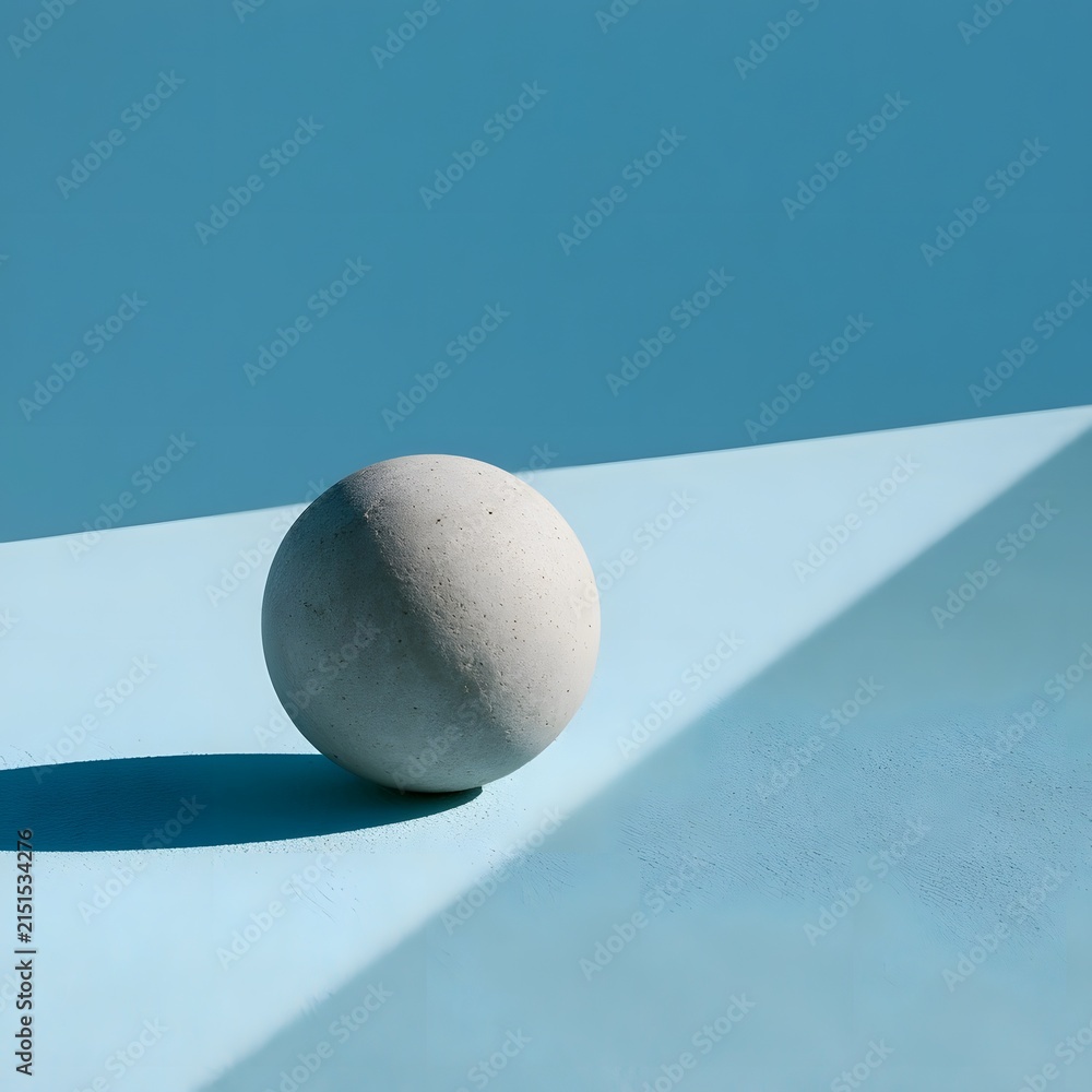 Fototapeta premium Minimalist geometric concrete sphere on pale blue