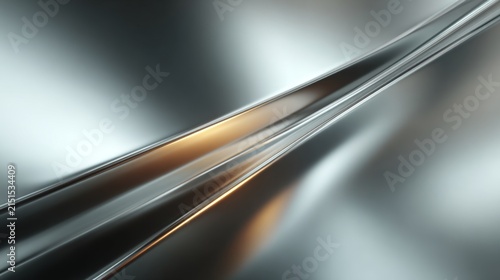 Abstract Metallic Surface with Glossy Texture and Flowing Lines Reflecting Light in Soft Focus