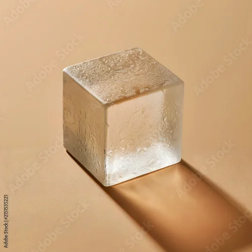 Fototapeta samoprzylepna Single translucent frosted glass block casting a diagonal shadow