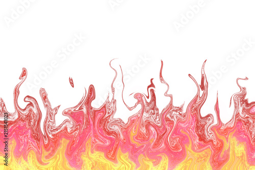 The illustration features a backdrop of swirling and blazing red flames.
