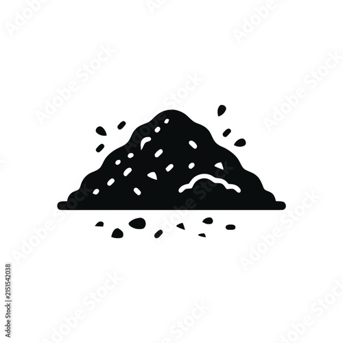 Pile of dirt icon, soil heap, earth mound, graphic illustration, isolated on white background