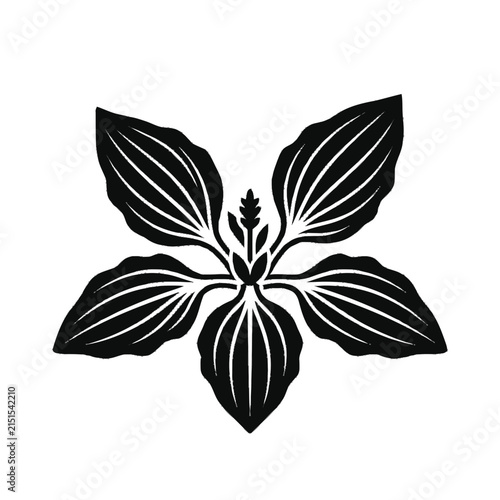Stylized Plantain Leaf Silhouette - Black and White Vector Icon