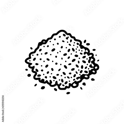 Hand-drawn pile of textured powder, spices, or grains on white background