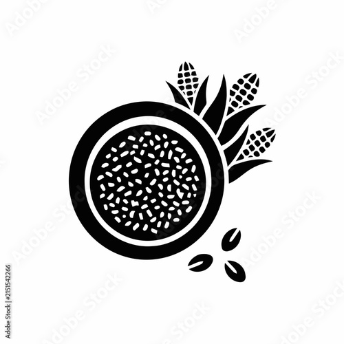 Bowl of Grains with Corn Cobs and Seeds Icon