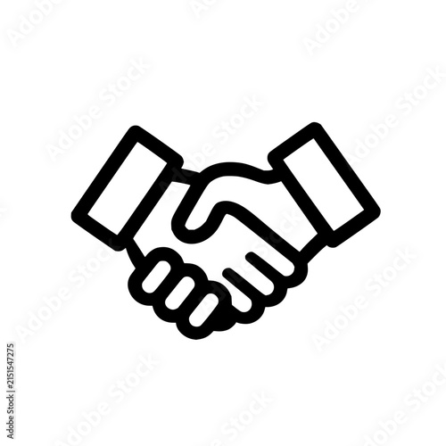 Simple line art illustration of a professional handshake representing agreement and business partnership