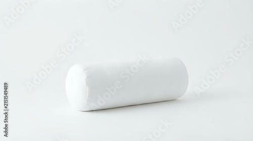 White cylindrical pillow or bolster cushion on neutral background, suitable for product mockups, interior design presentations, bedding catalogs, and home decor advertising.