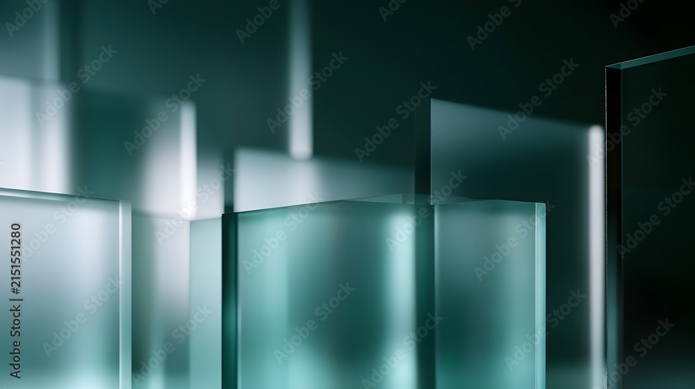 Fototapeta premium Layered frosted acrylic shapes suggesting digital privacy
