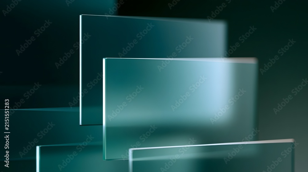 Fototapeta premium Layered frosted acrylic shapes suggesting digital privacy