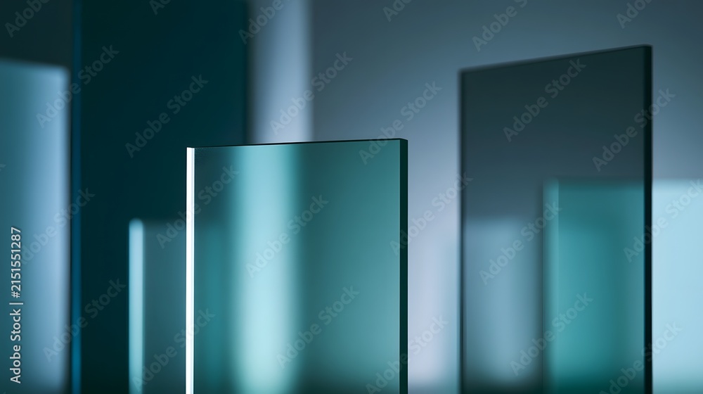 Fototapeta premium Layered frosted acrylic shapes suggesting digital privacy