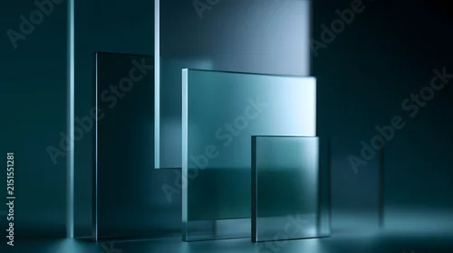 Fototapeta samoprzylepna Layered frosted acrylic shapes suggesting digital privacy