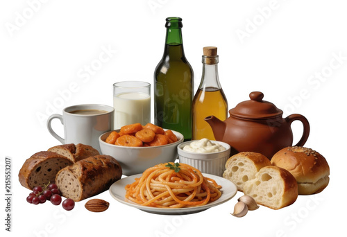 Italian Meal Spread Transparent Background