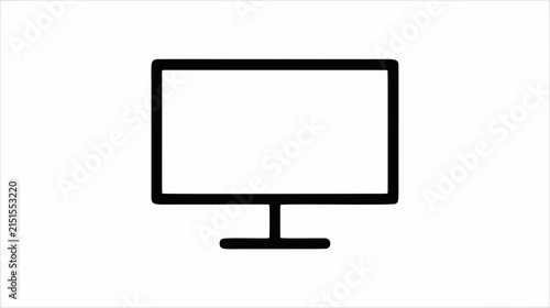 Computer monitor line icon black vector illustration desktop screen TV display technology symbol isolated on white background
