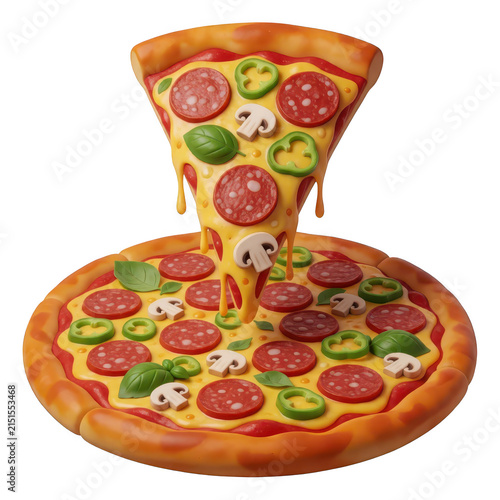 Pizza Slice Lifting Off Transparent Background