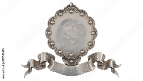 Silver Emblem with Ribbon Transparent Background