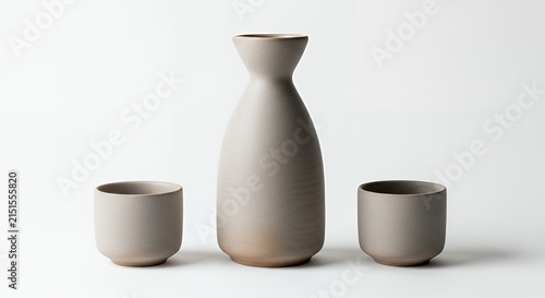 minimalist ceramic sake set with cup and carafe 